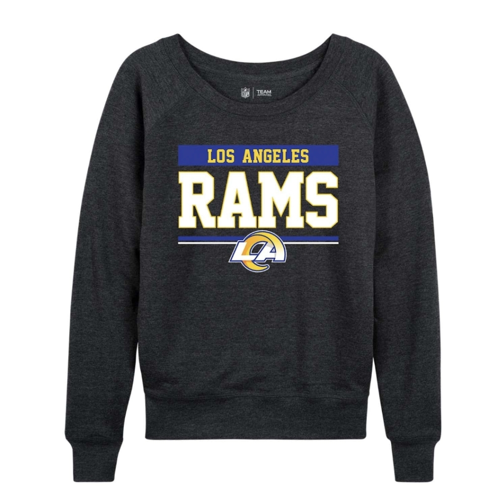 Los Angeles Rams NFL Charcoal Gray Bold Graphic Crew Neck Licensed Pull Over